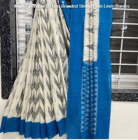 Mg267 Window 08 Non-Branded Stmng Plain Linen Sarees