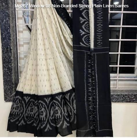 Mg267 Window 08 Non-Branded Stmng Plain Linen Sarees