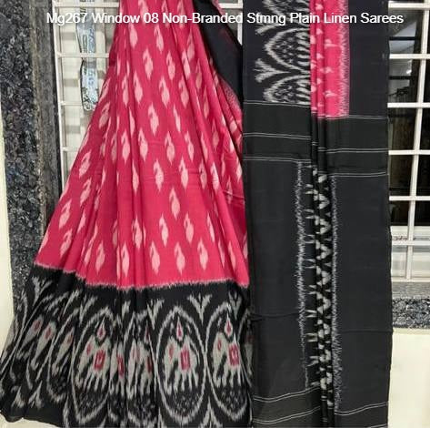Mg267 Window 08 Non-Branded Stmng Plain Linen Sarees