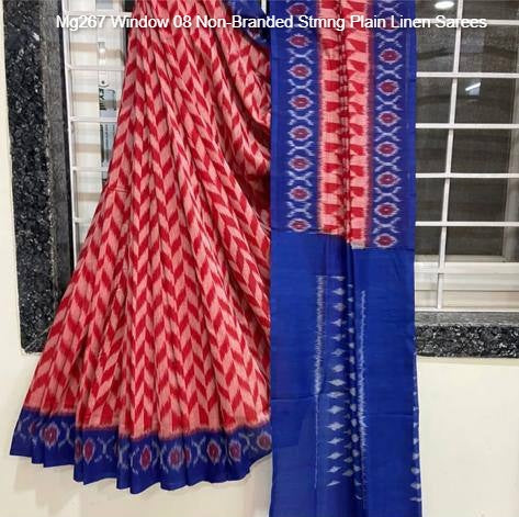 Mg267 Window 08 Non-Branded Stmng Plain Linen Sarees