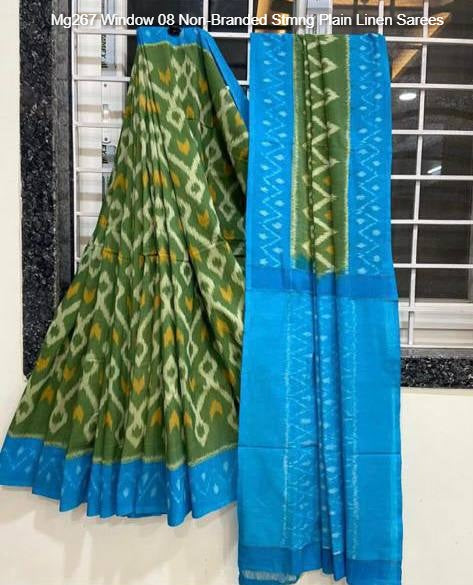 Mg267 Window 08 Non-Branded Stmng Plain Linen Sarees
