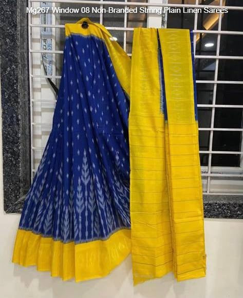 Mg267 Window 08 Non-Branded Stmng Plain Linen Sarees