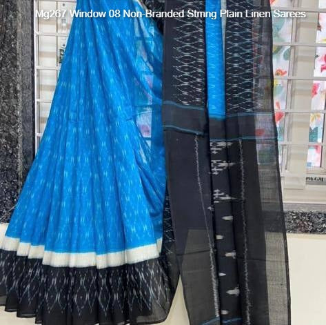 Mg267 Window 08 Non-Branded Stmng Plain Linen Sarees