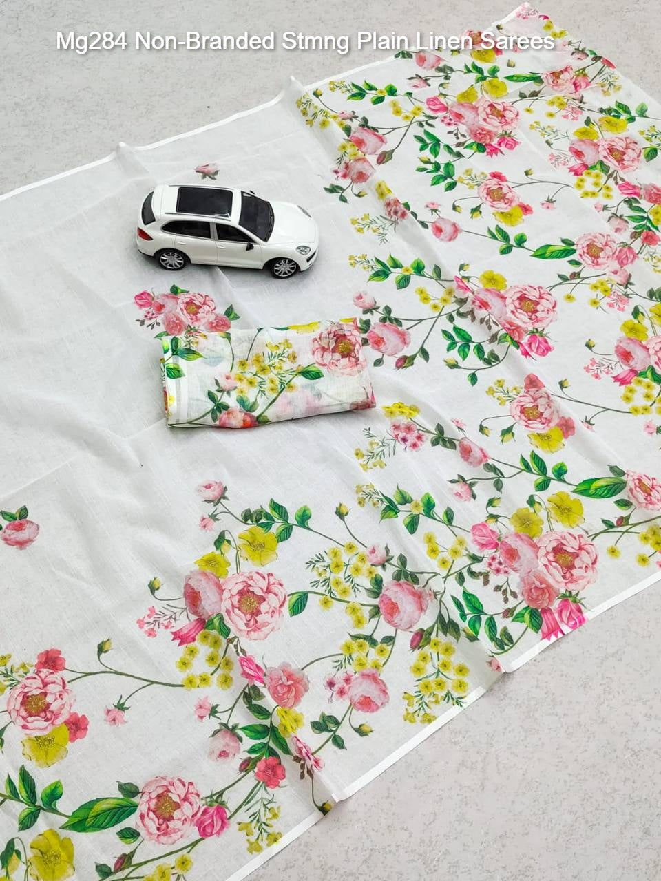 Mg284 Non-Branded Stmng Plain Linen Sarees