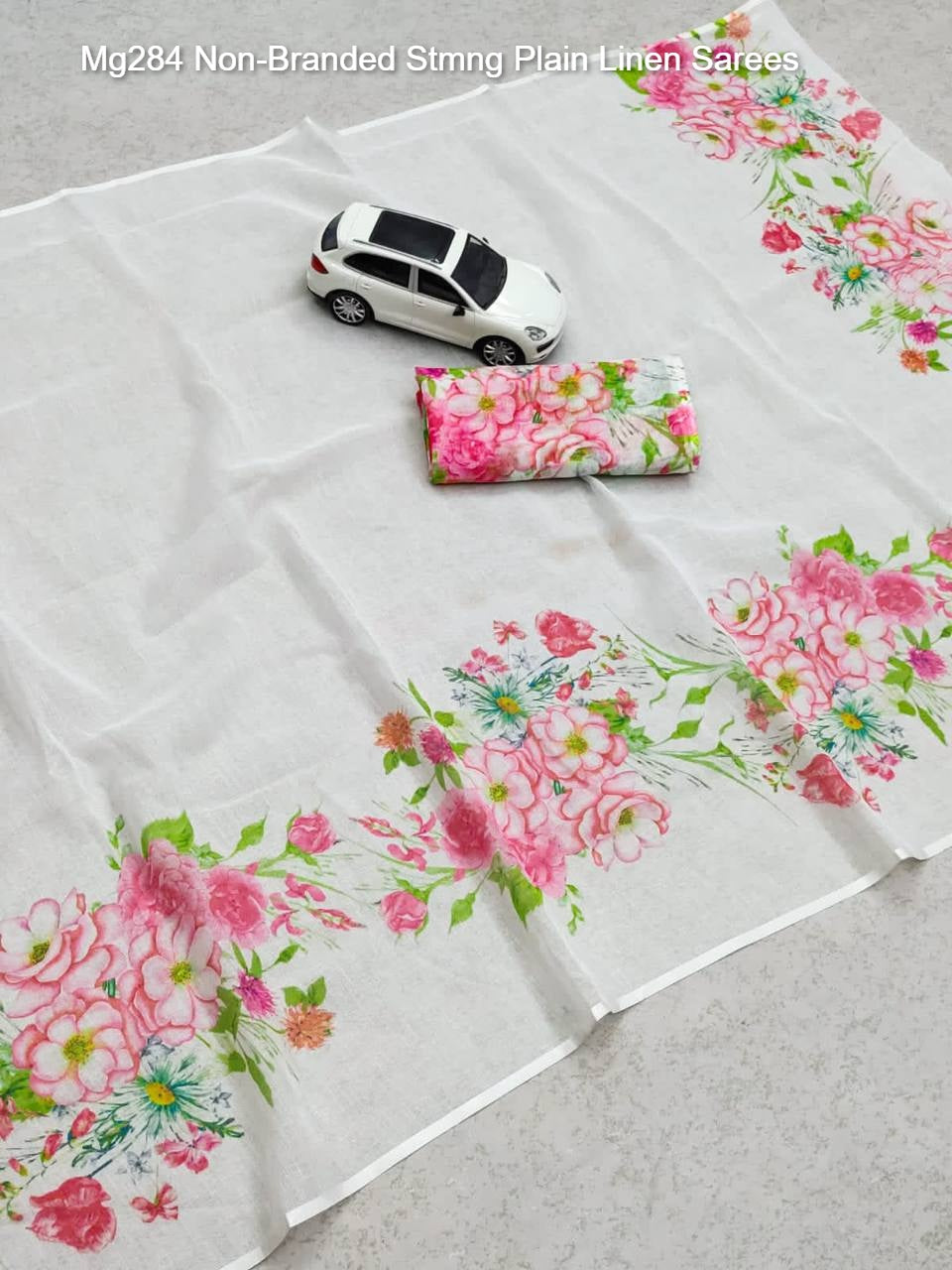 Mg284 Non-Branded Stmng Plain Linen Sarees