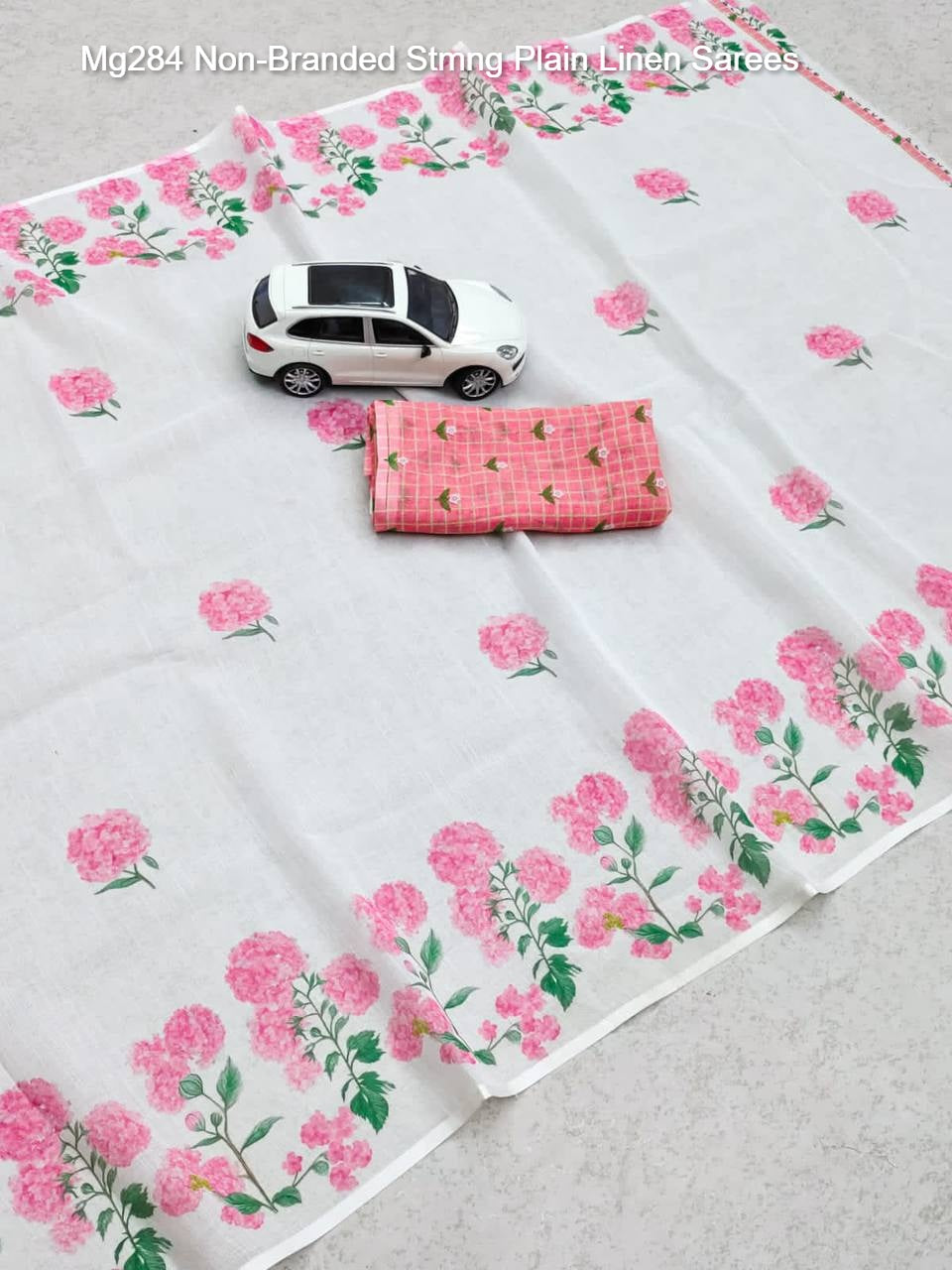 Mg284 Non-Branded Stmng Plain Linen Sarees