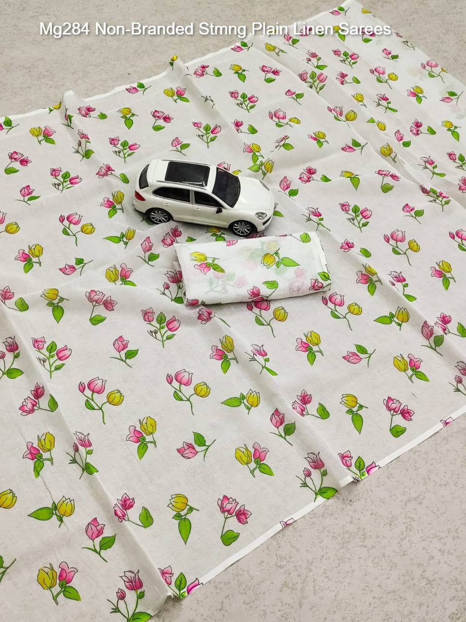 Mg284 Non-Branded Stmng Plain Linen Sarees