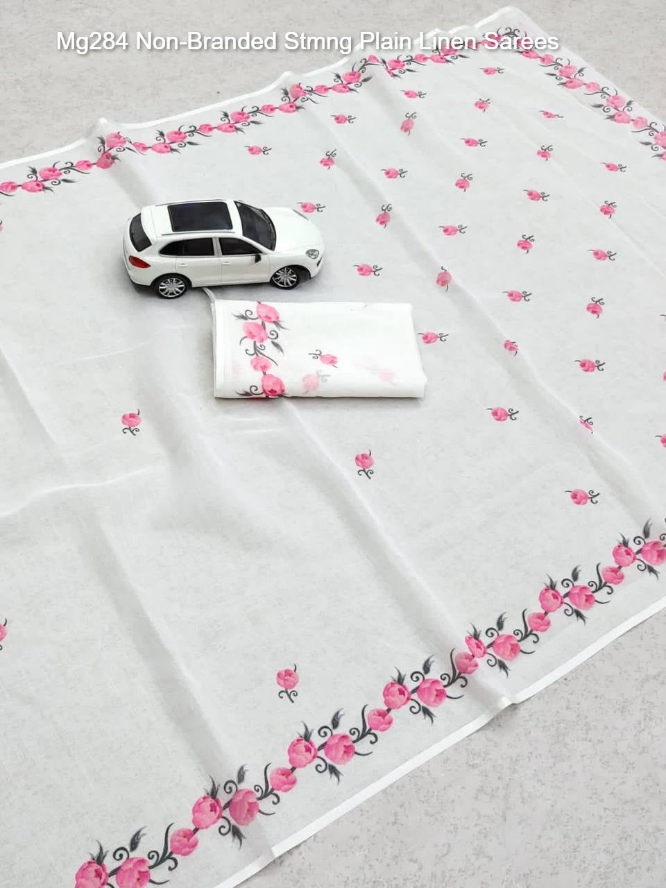 Mg284 Non-Branded Stmng Plain Linen Sarees