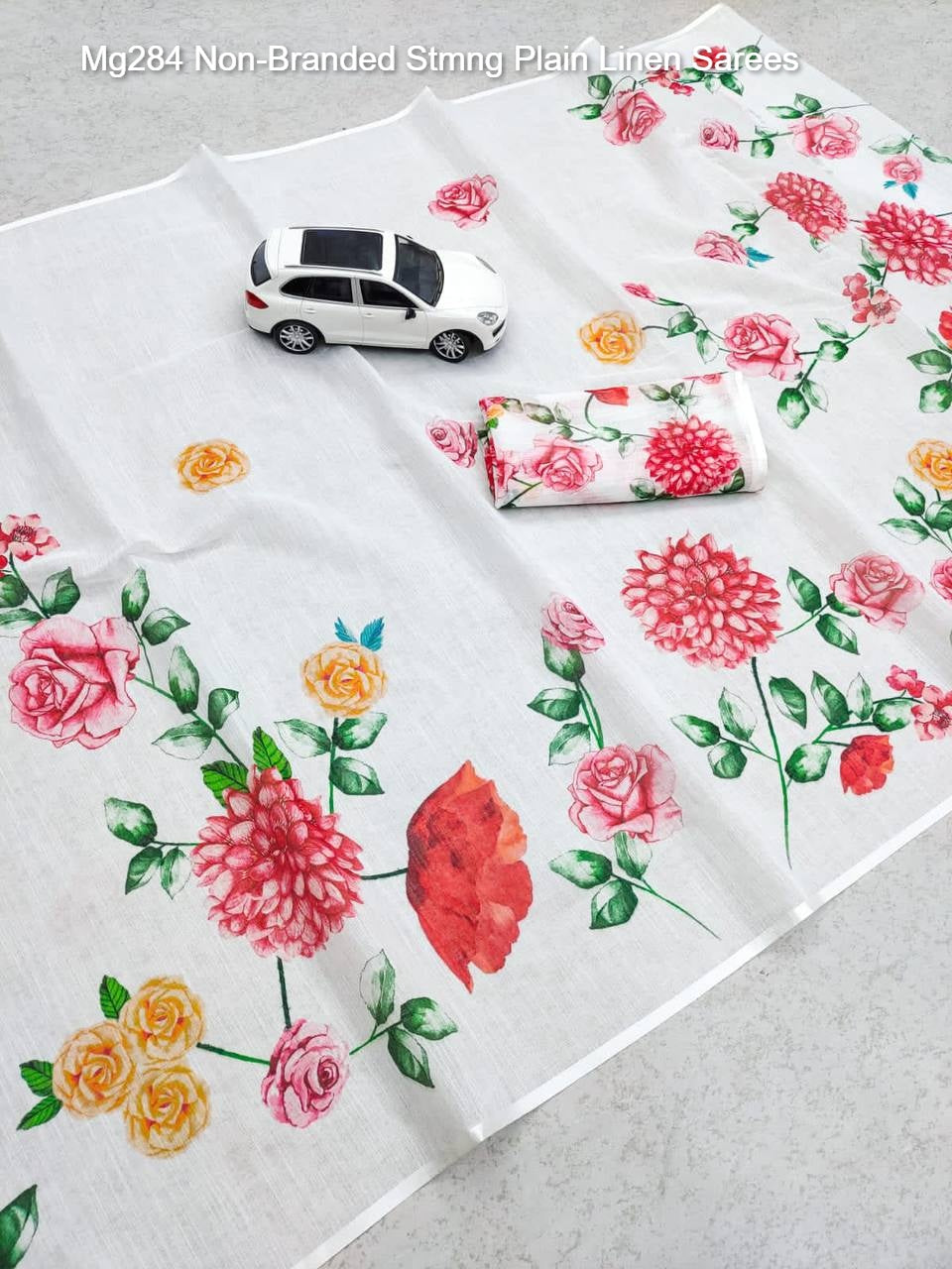 Mg284 Non-Branded Stmng Plain Linen Sarees