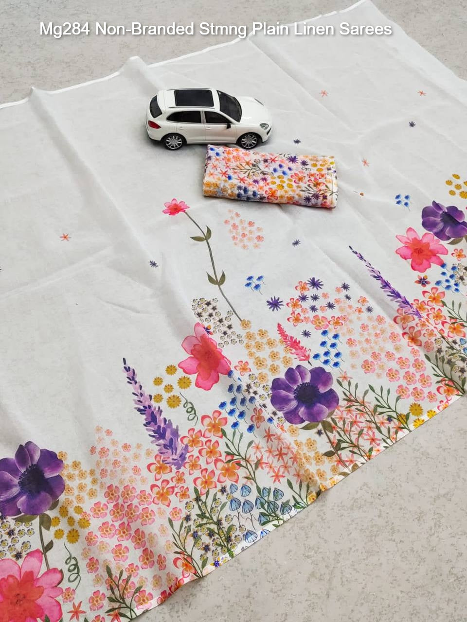 Mg284 Non-Branded Stmng Plain Linen Sarees