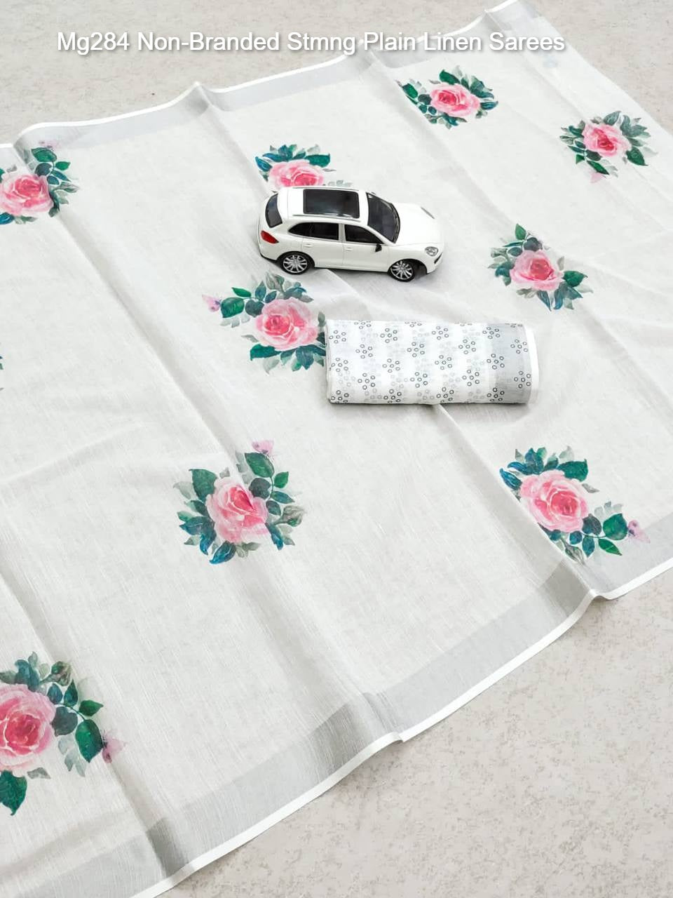 Mg284 Non-Branded Stmng Plain Linen Sarees