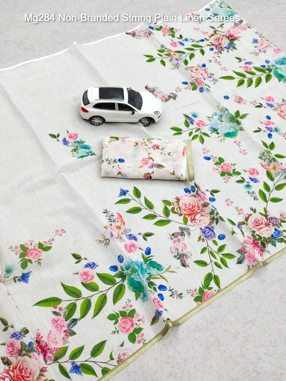 Mg284 Non-Branded Stmng Plain Linen Sarees