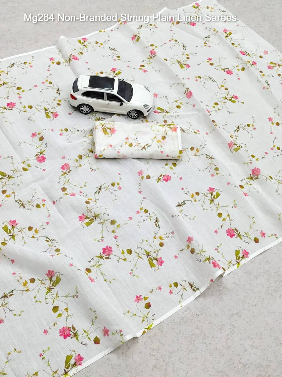 Mg284 Non-Branded Stmng Plain Linen Sarees