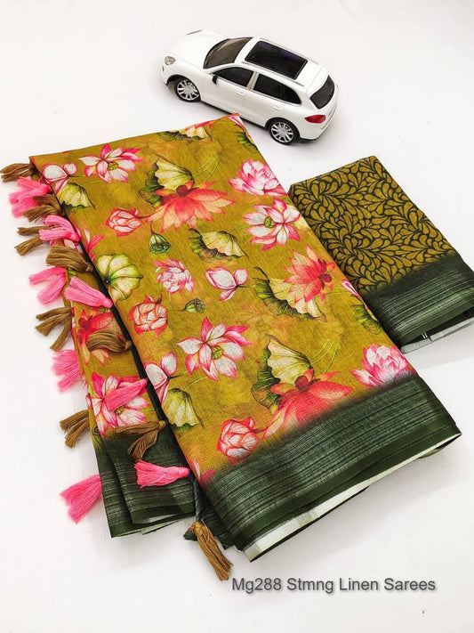 Mg288 Stmng Linen Sarees