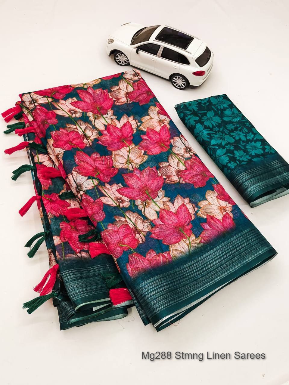Mg288 Stmng Linen Sarees