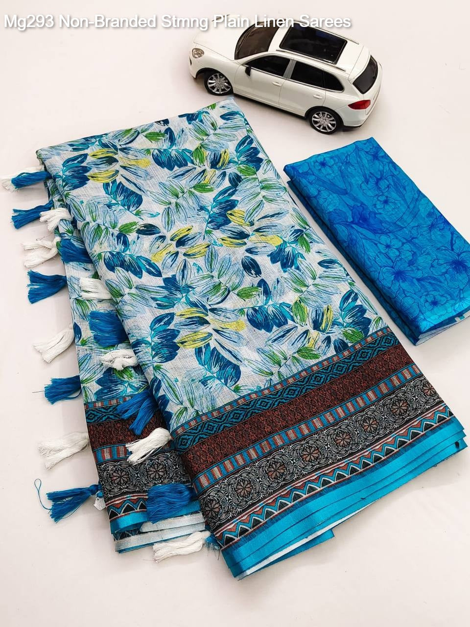 Mg293 Non-Branded Stmng Plain Linen Sarees