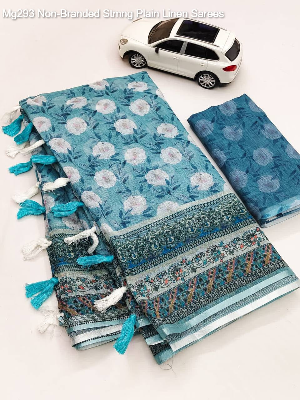 Mg293 Non-Branded Stmng Plain Linen Sarees