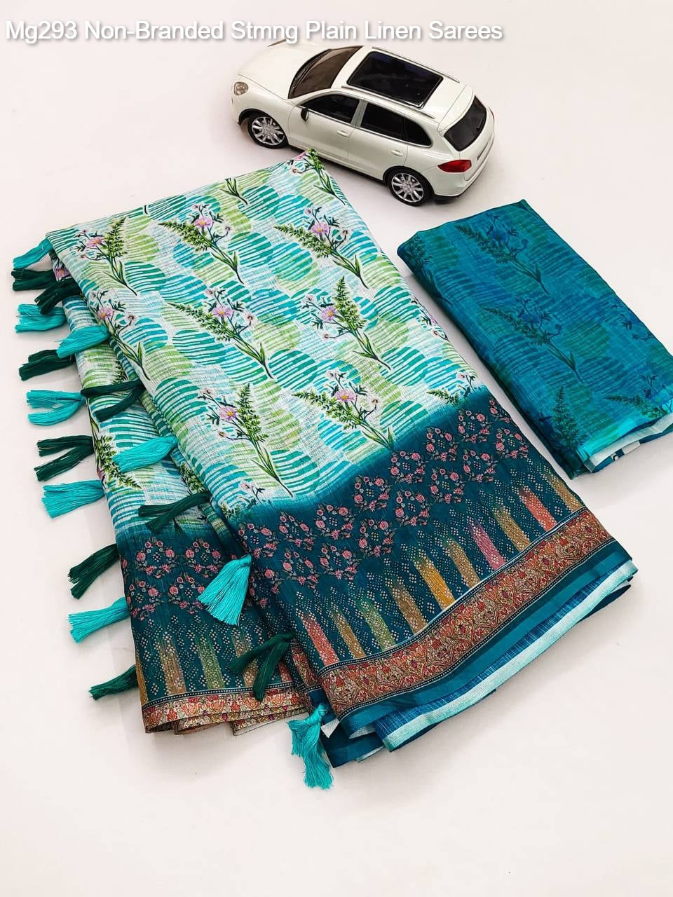 Mg293 Non-Branded Stmng Plain Linen Sarees