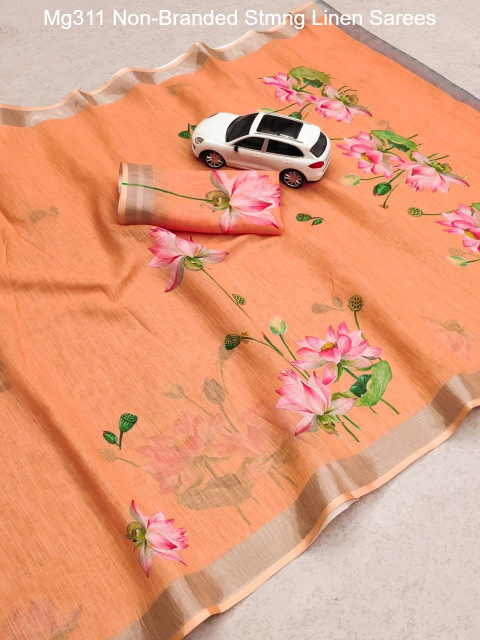 Mg311 Non-Branded Stmng Linen Sarees