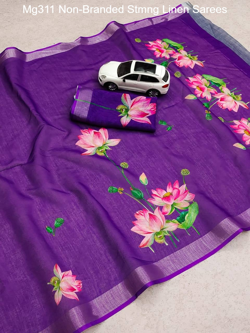 Mg311 Non-Branded Stmng Linen Sarees