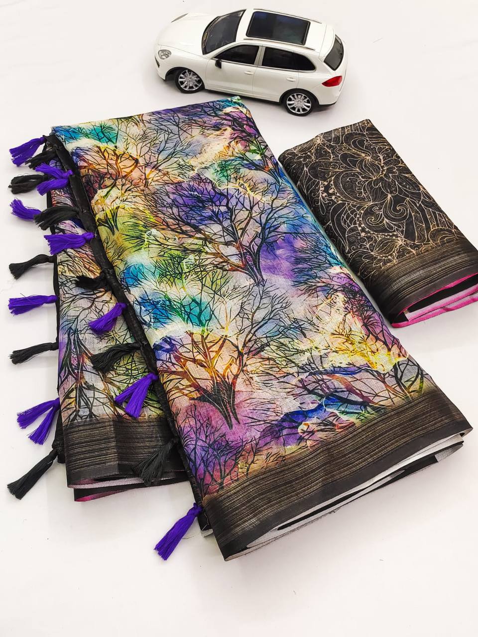 Mg313 Non-Branded Stmng Linen Sarees