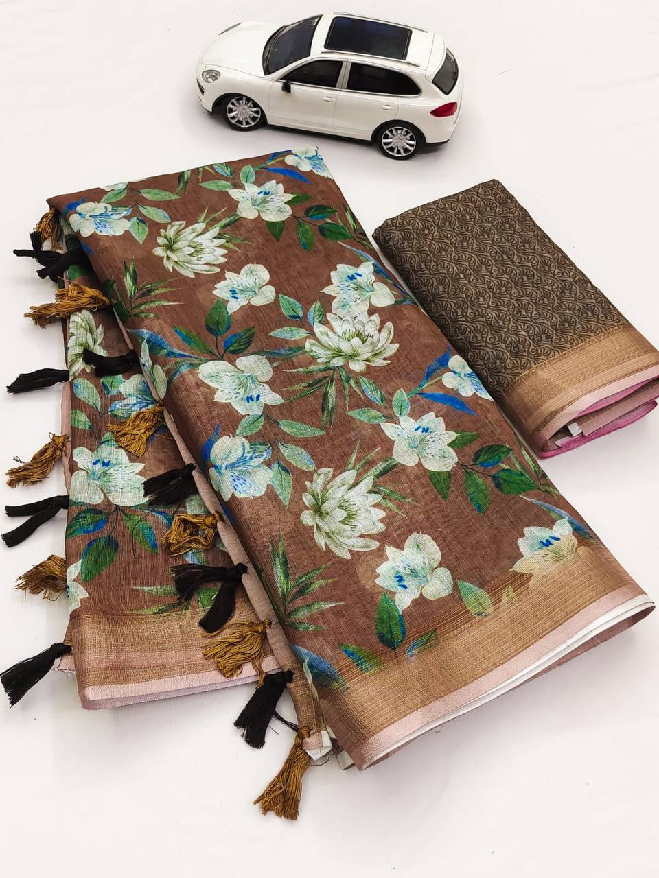 Mg313 Non-Branded Stmng Linen Sarees