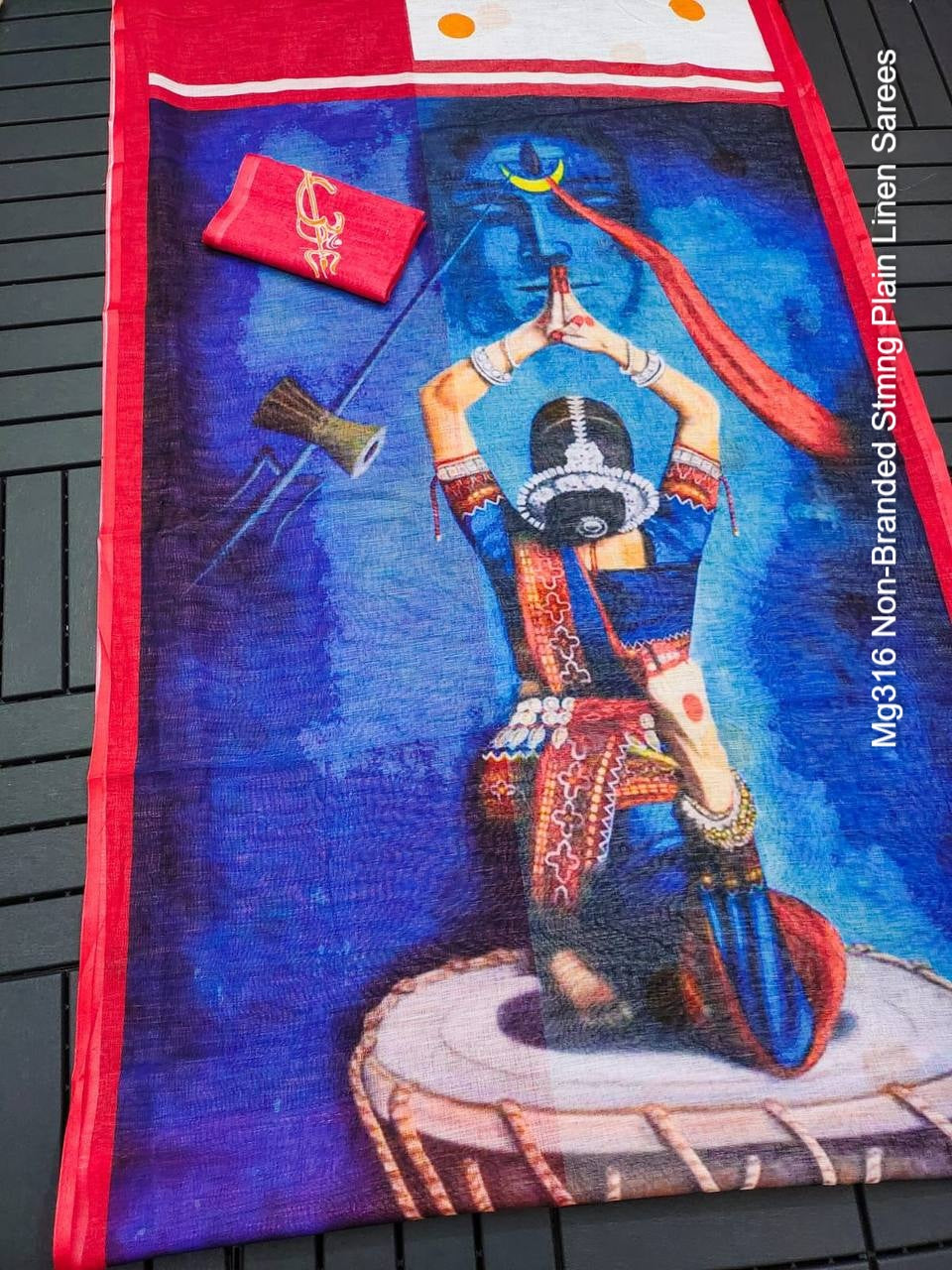 Mg316 Non-Branded Stmng Plain Linen Sarees