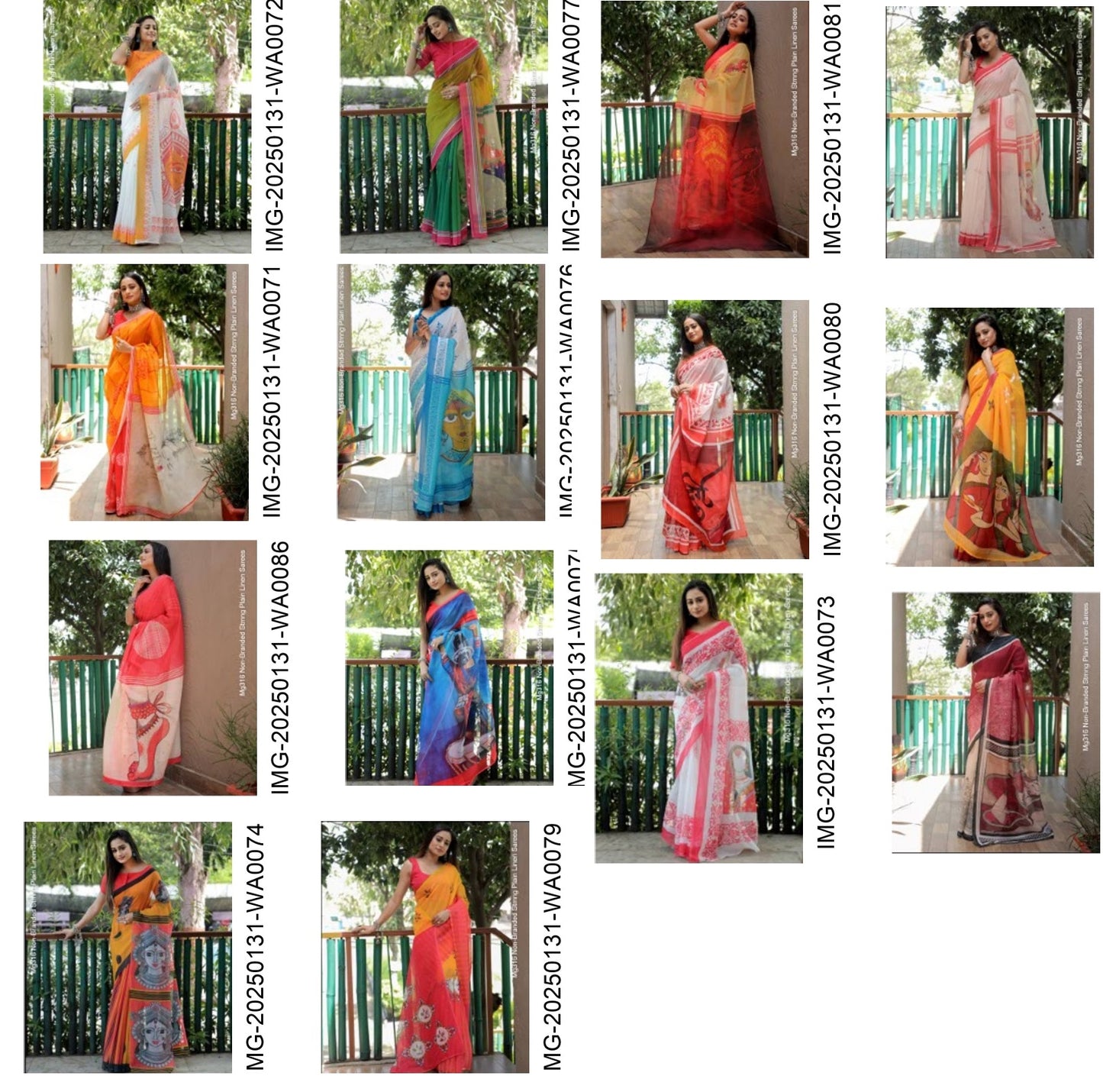Mg316 Non-Branded Stmng Plain Linen Sarees