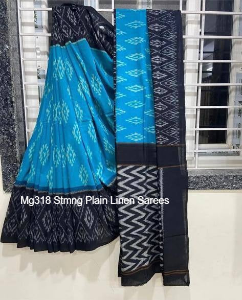 Mg318 Stmng Plain Linen Sarees