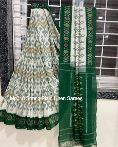 Mg318 Stmng Plain Linen Sarees