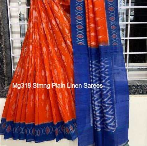 Mg318 Stmng Plain Linen Sarees