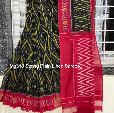 Mg318 Stmng Plain Linen Sarees