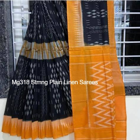 Mg318 Stmng Plain Linen Sarees