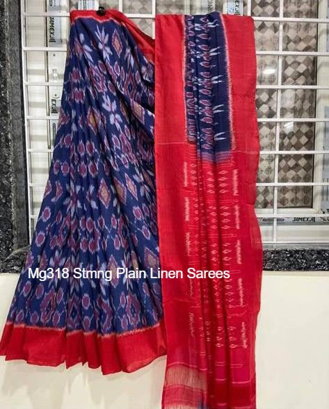 Mg318 Stmng Plain Linen Sarees