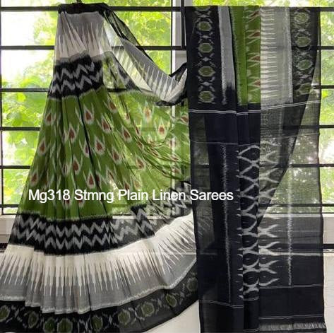 Mg318 Stmng Plain Linen Sarees