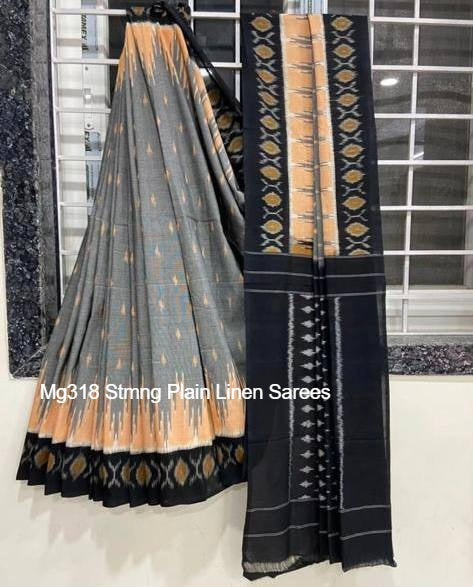 Mg318 Stmng Plain Linen Sarees