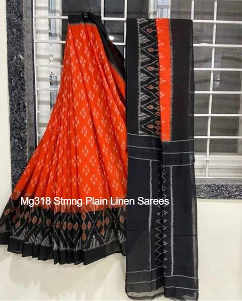 Mg318 Stmng Plain Linen Sarees