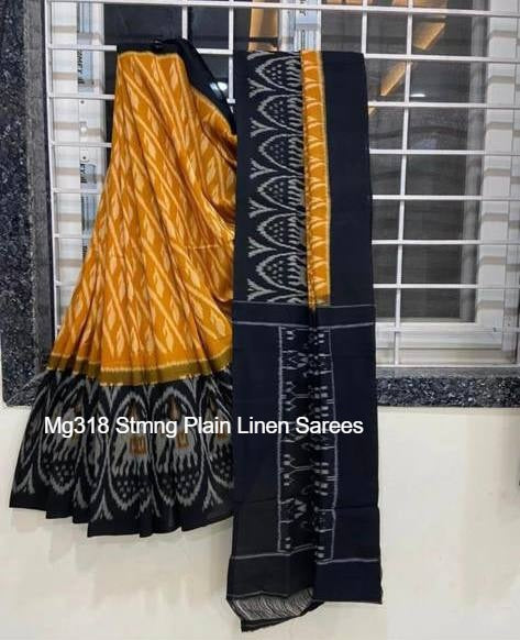 Mg318 Stmng Plain Linen Sarees