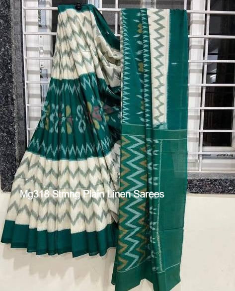 Mg318 Stmng Plain Linen Sarees