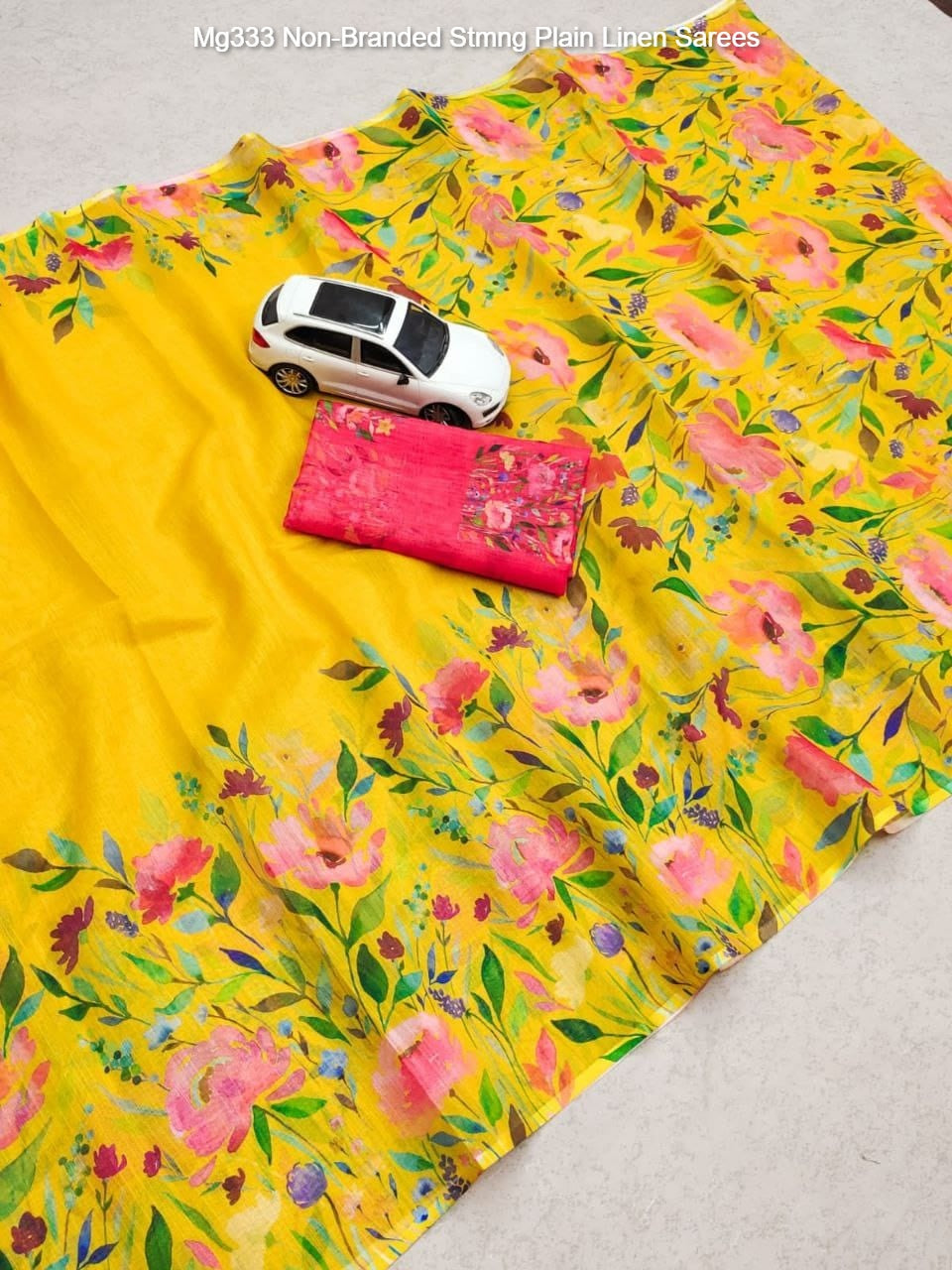 Mg333 Non-Branded Stmng Plain Linen Sarees