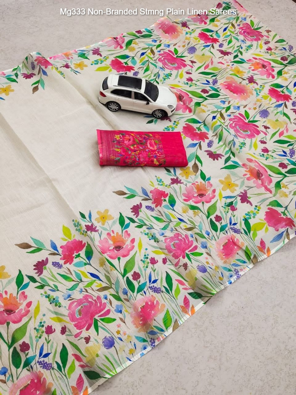 Mg333 Non-Branded Stmng Plain Linen Sarees