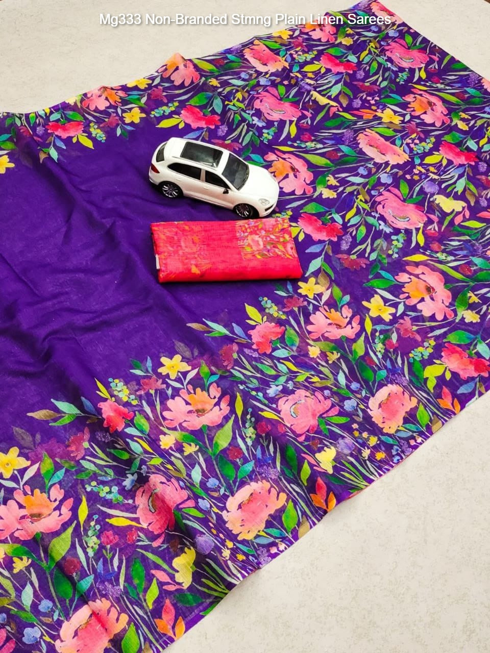 Mg333 Non-Branded Stmng Plain Linen Sarees