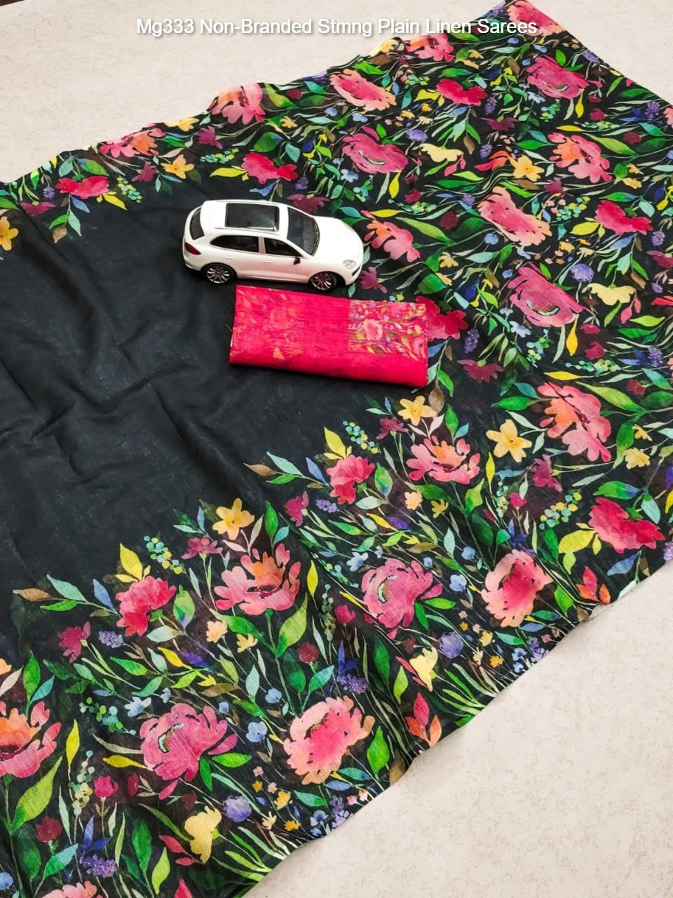 Mg333 Non-Branded Stmng Plain Linen Sarees