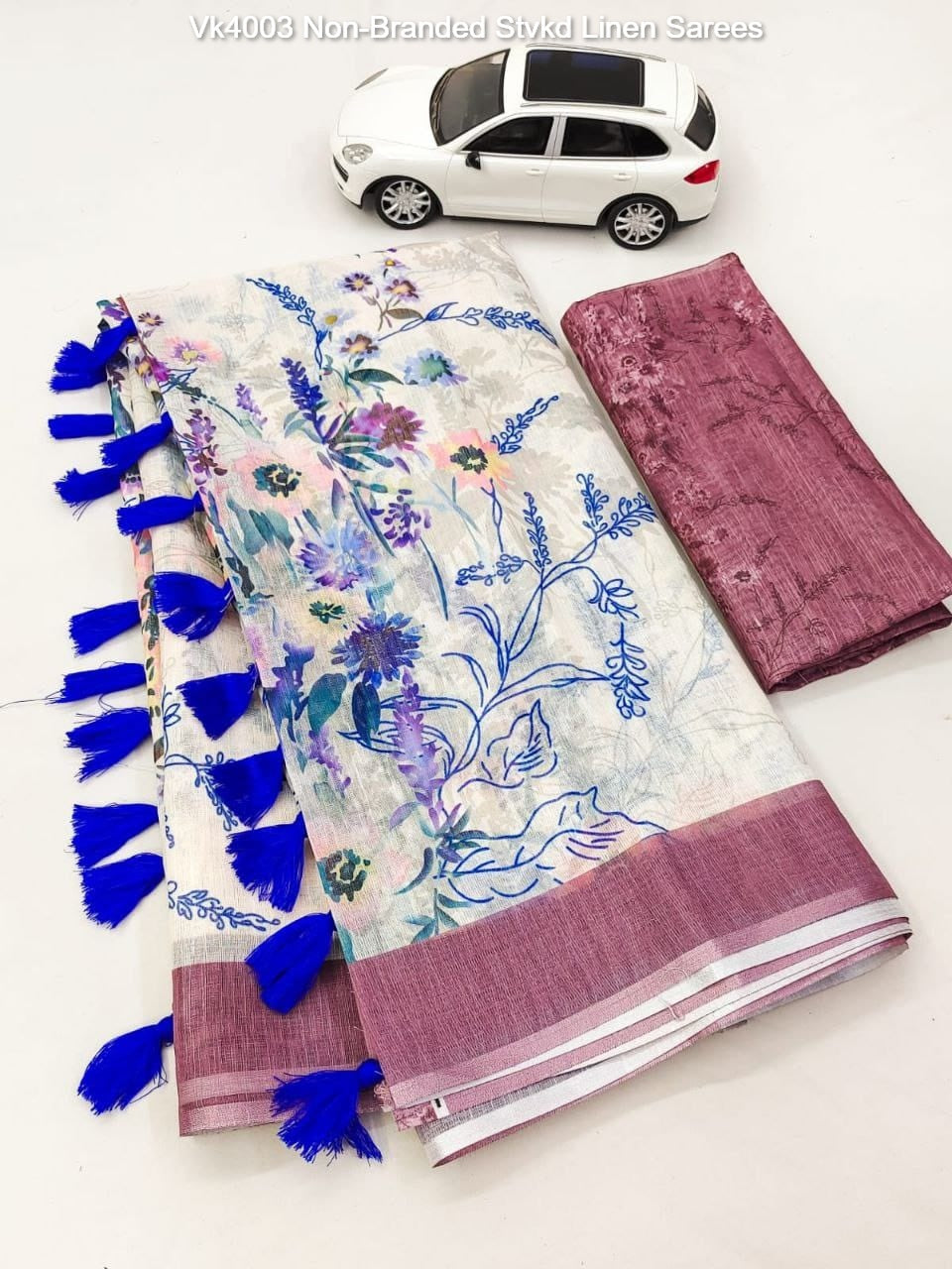 Mg334 Non-Branded Stmng Linen Sarees