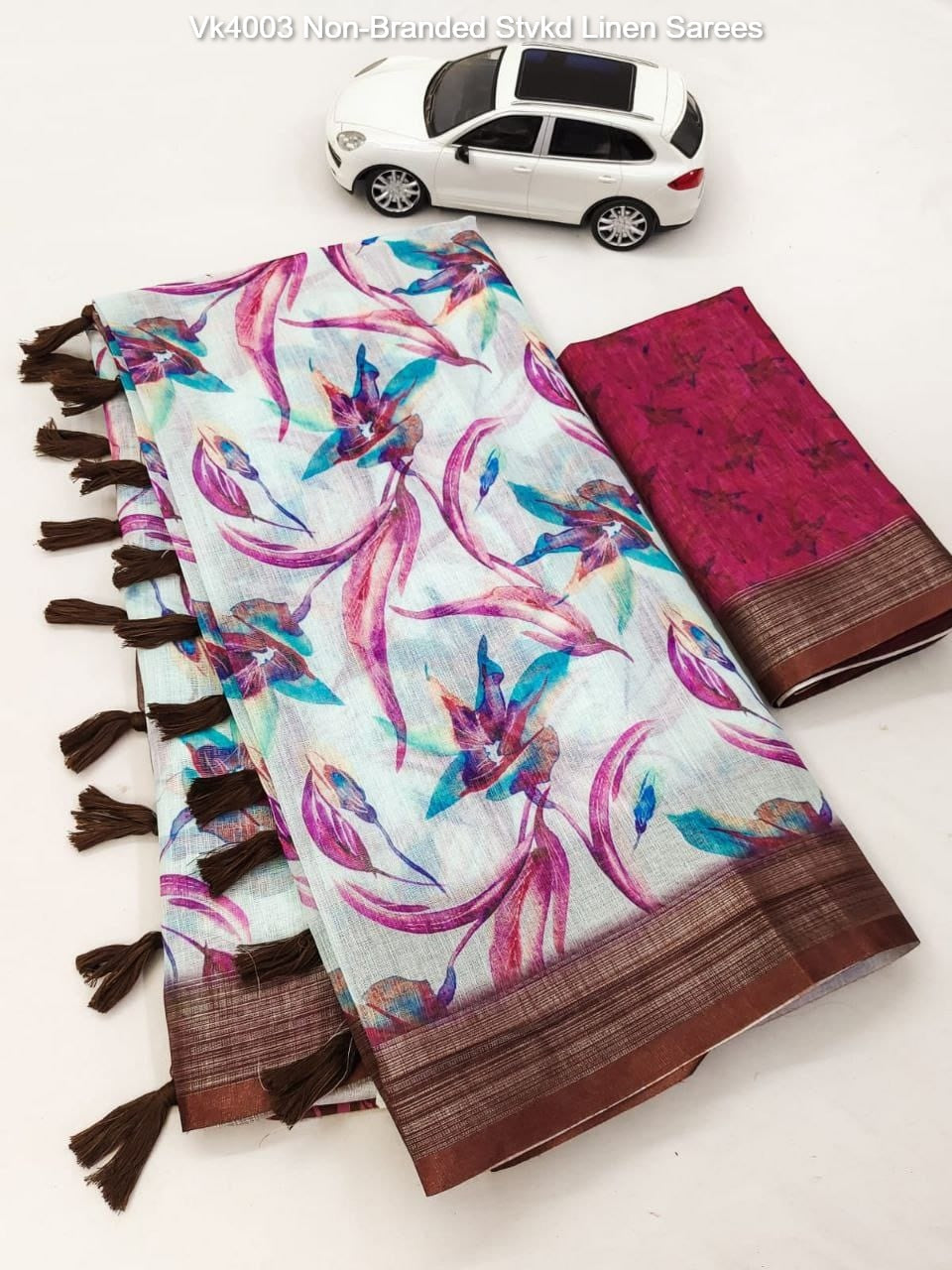 Mg334 Non-Branded Stmng Linen Sarees