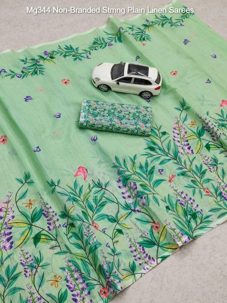 Mg344 Non-Branded Stmng Plain Linen Sarees