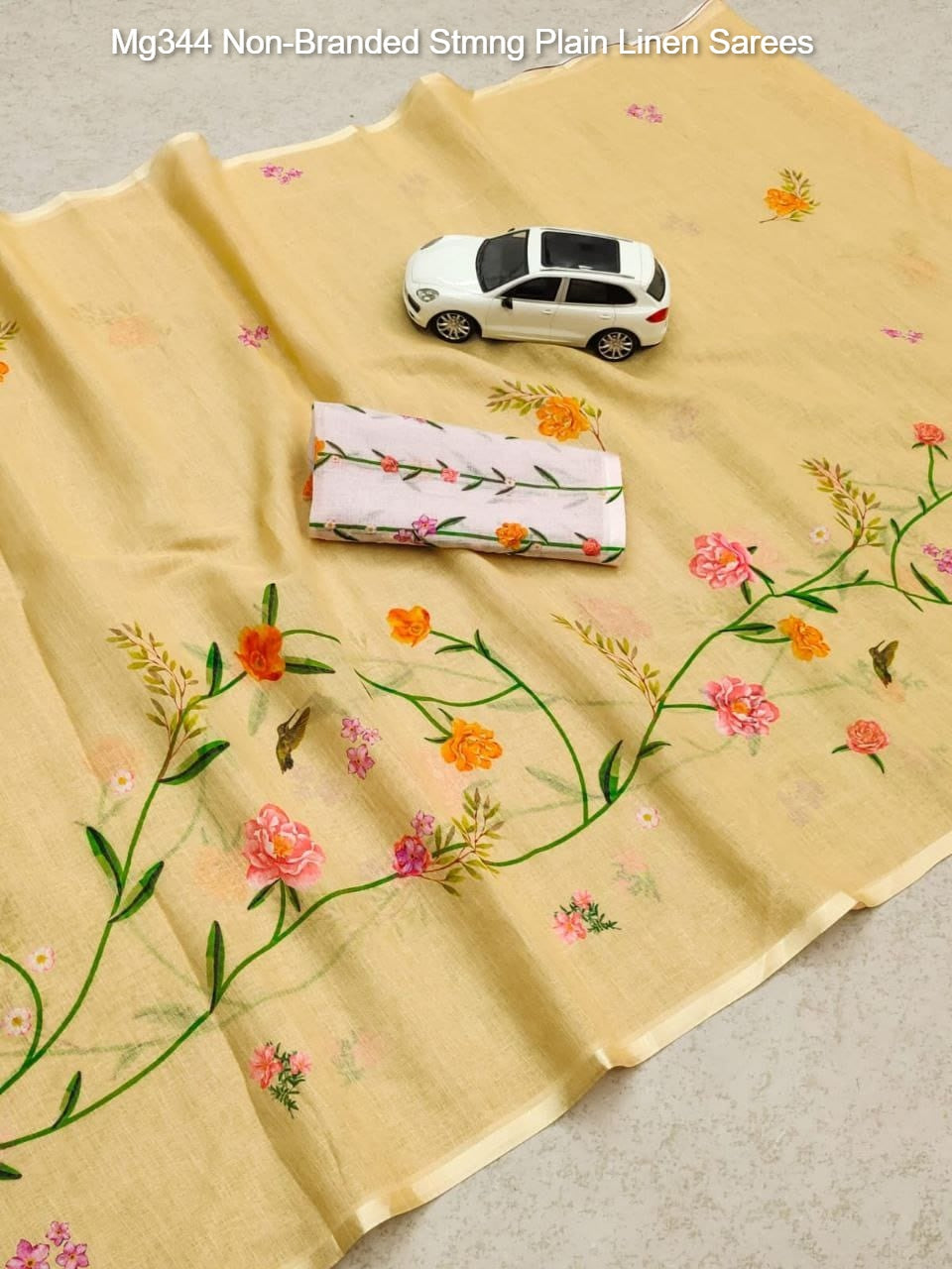 Mg344 Non-Branded Stmng Plain Linen Sarees