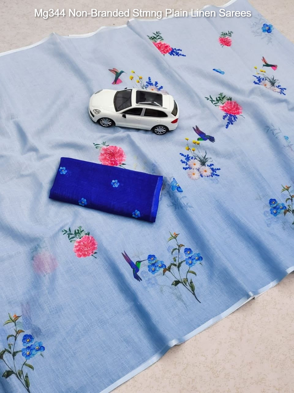 Mg344 Non-Branded Stmng Plain Linen Sarees