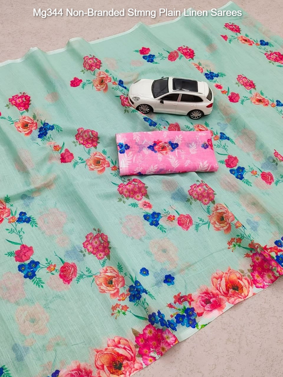 Mg344 Non-Branded Stmng Plain Linen Sarees