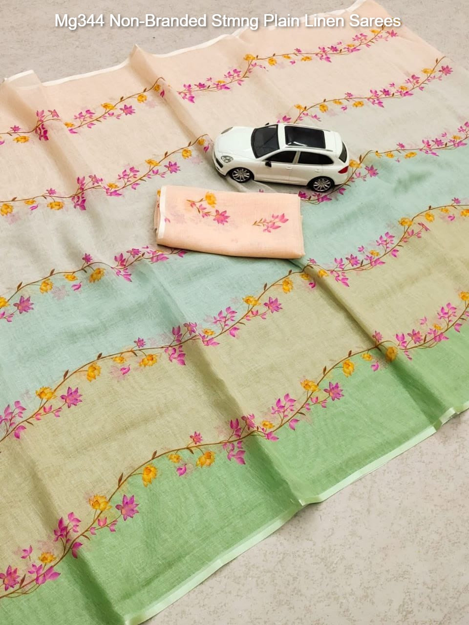 Mg344 Non-Branded Stmng Plain Linen Sarees